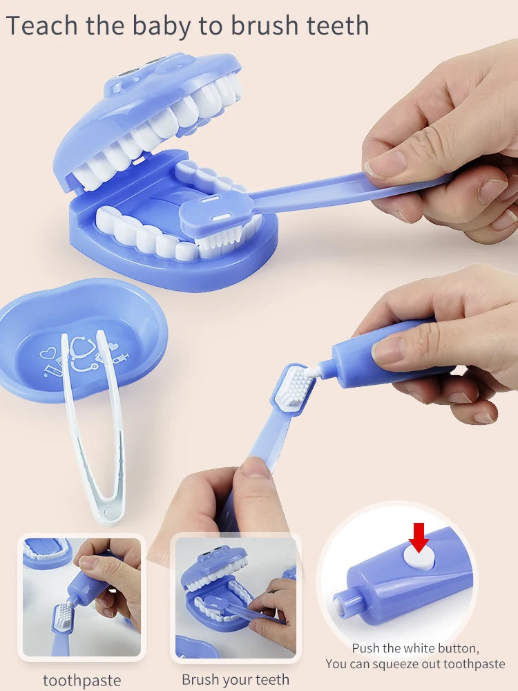 Plastic Simulation Dentist Play Set Medical Kit Pretend Toy for Kids