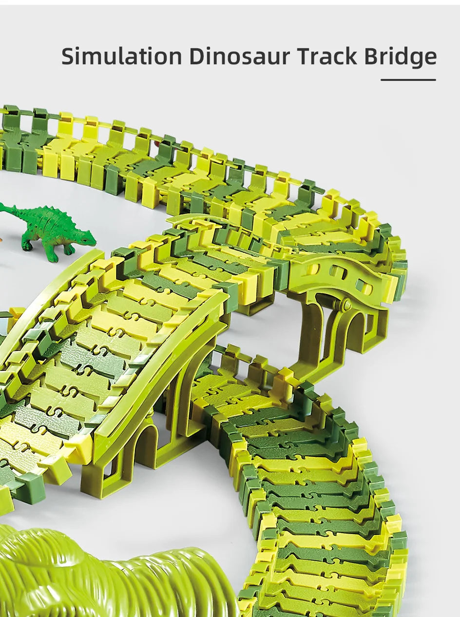Kids Railway Toy Dinosaur Racing Tracks Electric Rail Cars