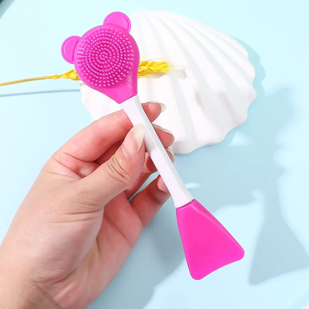 Double Head Facial Mask Brush Silicone Applicator Women Skin Face Cleansing Care