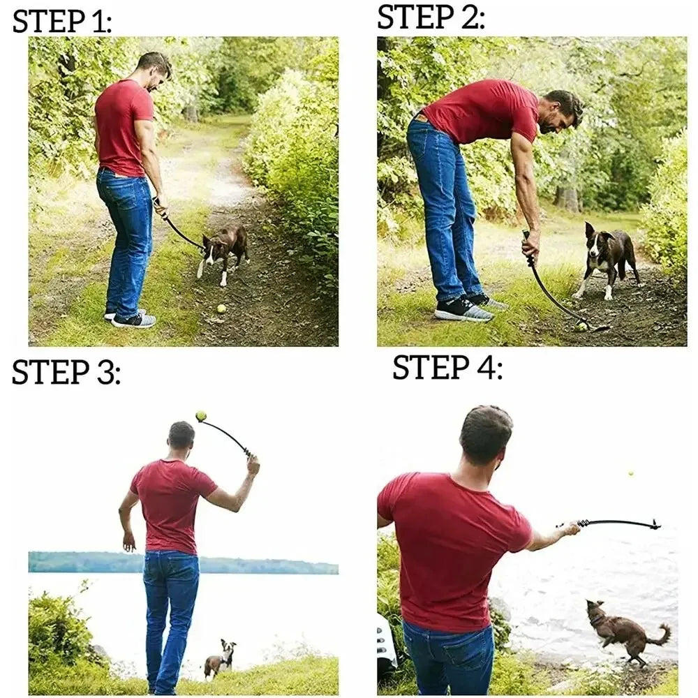 Hand Throwing Ball Toy for Pet Tennis Launcher Pole Outdoor Activities Dogs Training