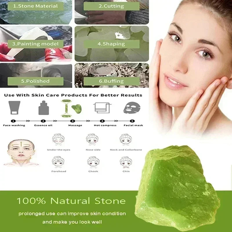 Natural Jade Roller Face Gua Sha Natural Stone Body Neck Massager Acupoint Eye Care Spa