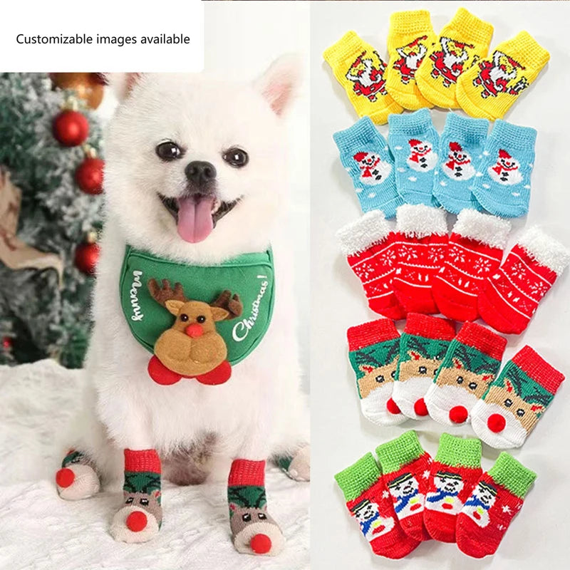 Make Your Pup's Christmas Merry and Bright with Festive Pet Socks in Various Colors and Sizes!