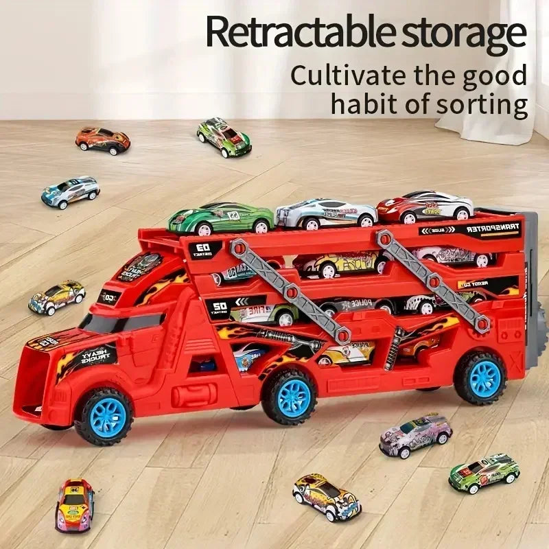 Large Kid Truck Deformation Transporter Car-Track Racing