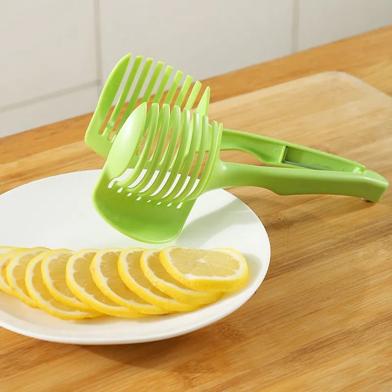 Stainless Steel Kitchen Handheld Orange Lemon Slicer Tomato Cutting Clip Fruit Slicer Onion Slicer