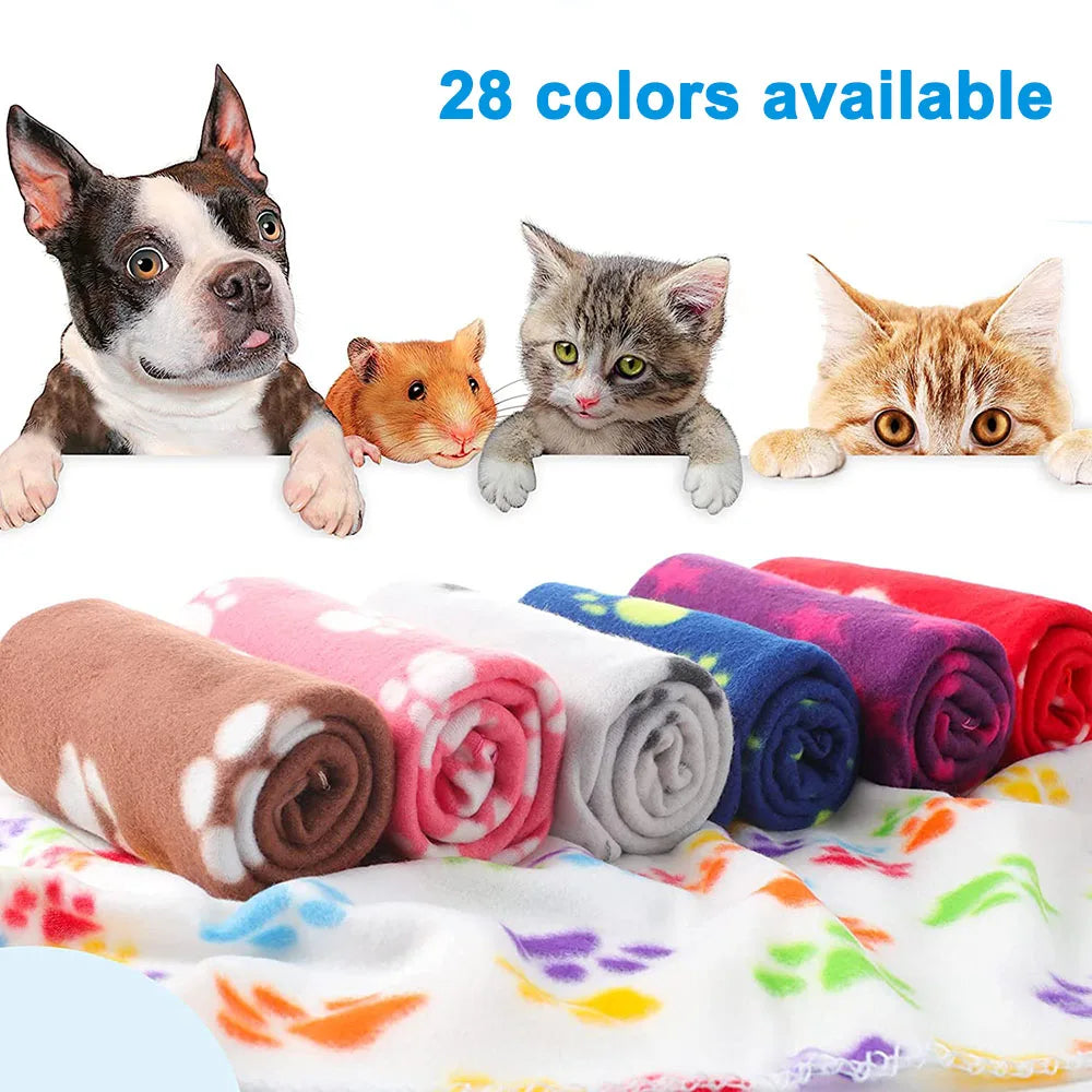 Dog-Cat Winter Pet Blankets Paw Prints
