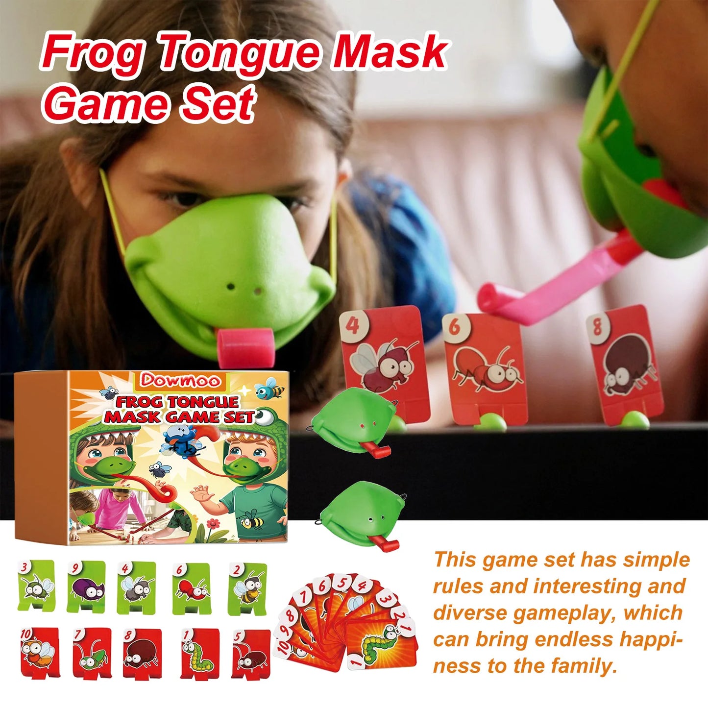 Tic Tac Tongue Competitive party board game Frog Tongue Mask desktop Game Set
