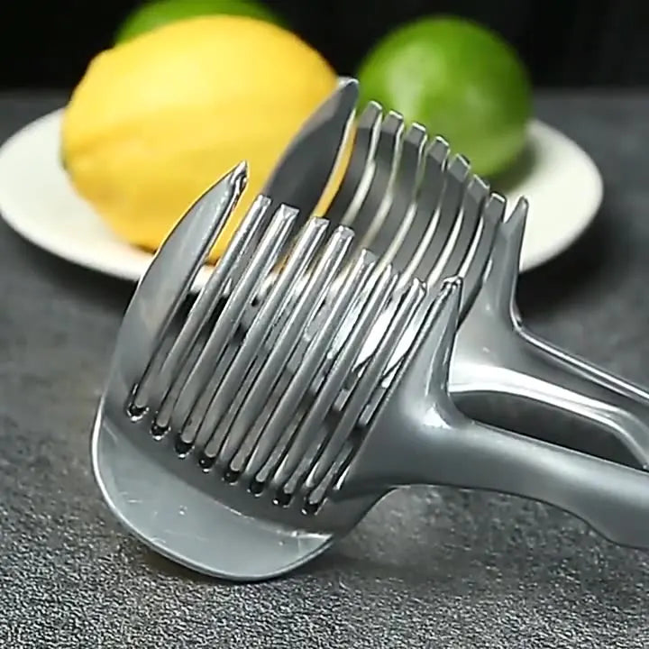 Stainless Steel Kitchen Handheld Orange Lemon Slicer Tomato Cutting Clip Fruit Slicer Onion Slicer