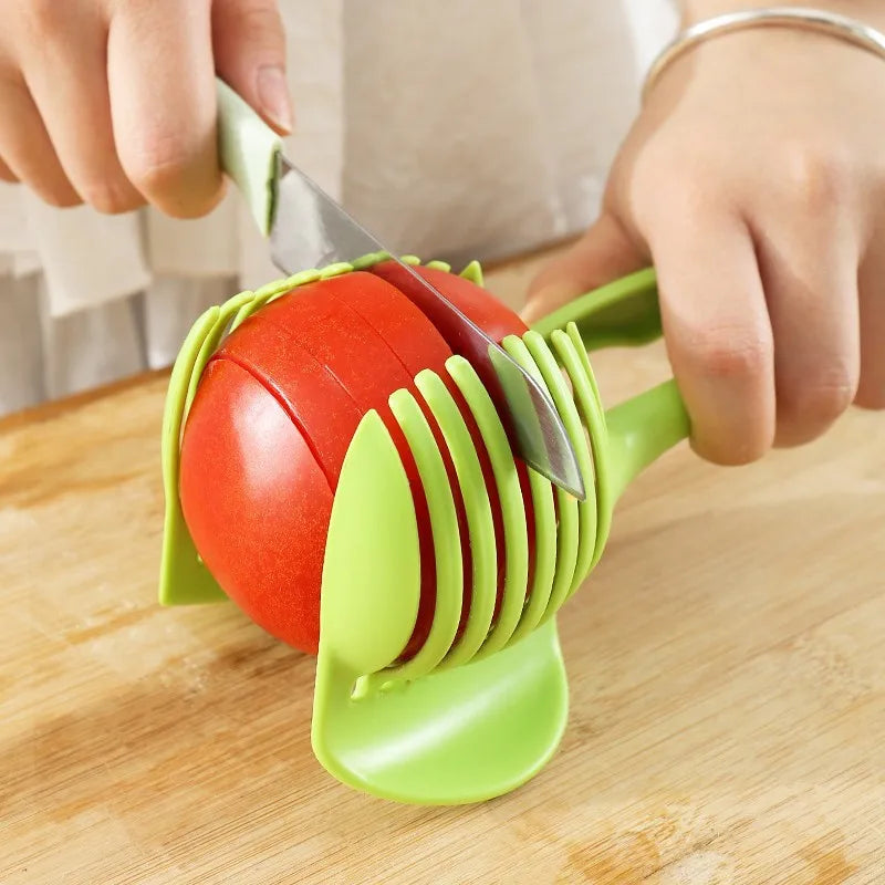 Stainless Steel Kitchen Handheld Orange Lemon Slicer Tomato Cutting Clip Fruit Slicer Onion Slicer
