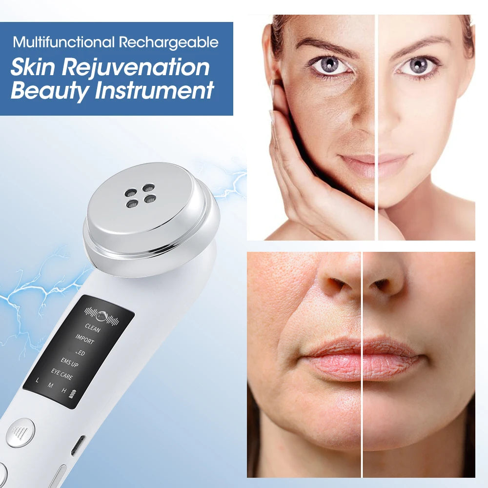 5 Colors EMS Face Beauty Device Microcurrent Red Blue Green Yellow Light Therapy IPL S