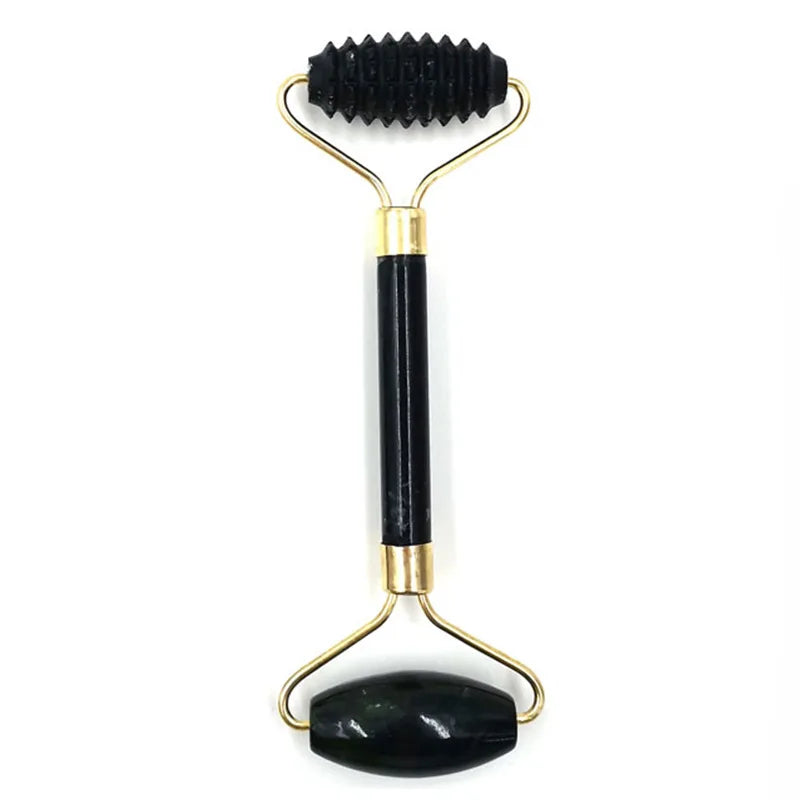 Natural Stone Gua Sha Jade Roller Massager for Face Black Double Head Roller Massage