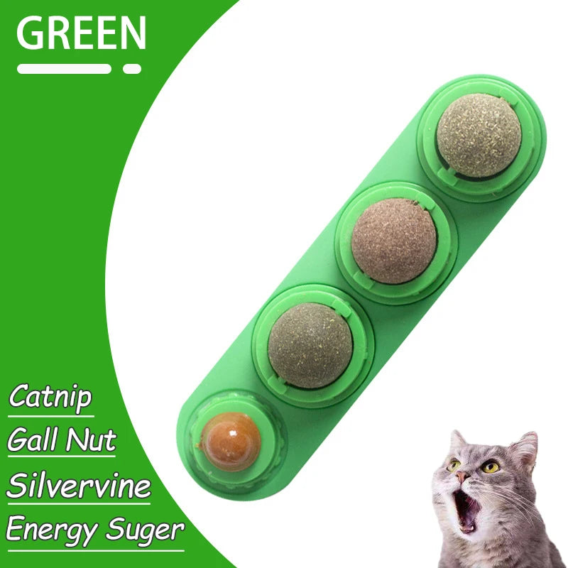 Natural Catnip Cat Wall Stick-on Ball Toy Scratchers Treats Healthy Natural