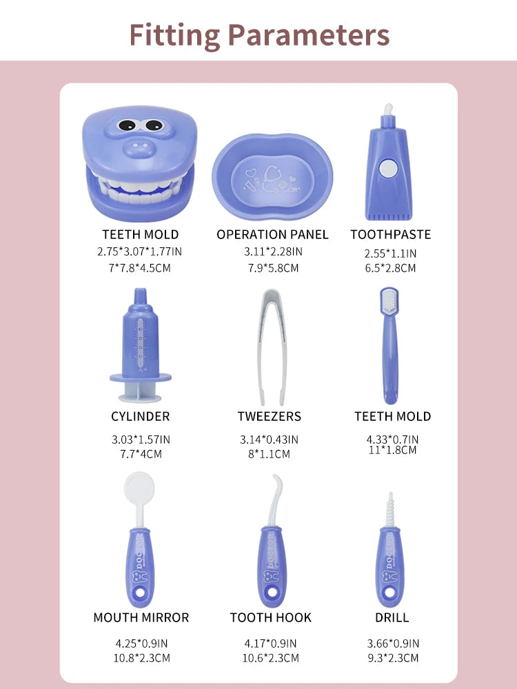 Plastic Simulation Dentist Play Set Medical Kit Pretend Toy for Kids