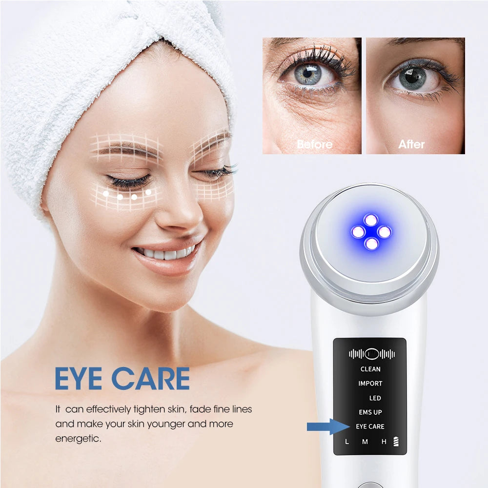 5 Colors EMS Face Beauty Device Microcurrent Red Blue Green Yellow Light Therapy IPL S