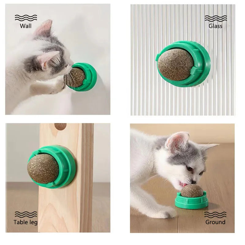 Natural Catnip Cat Wall Stick-on Ball Toy Scratchers Treats Healthy Natural